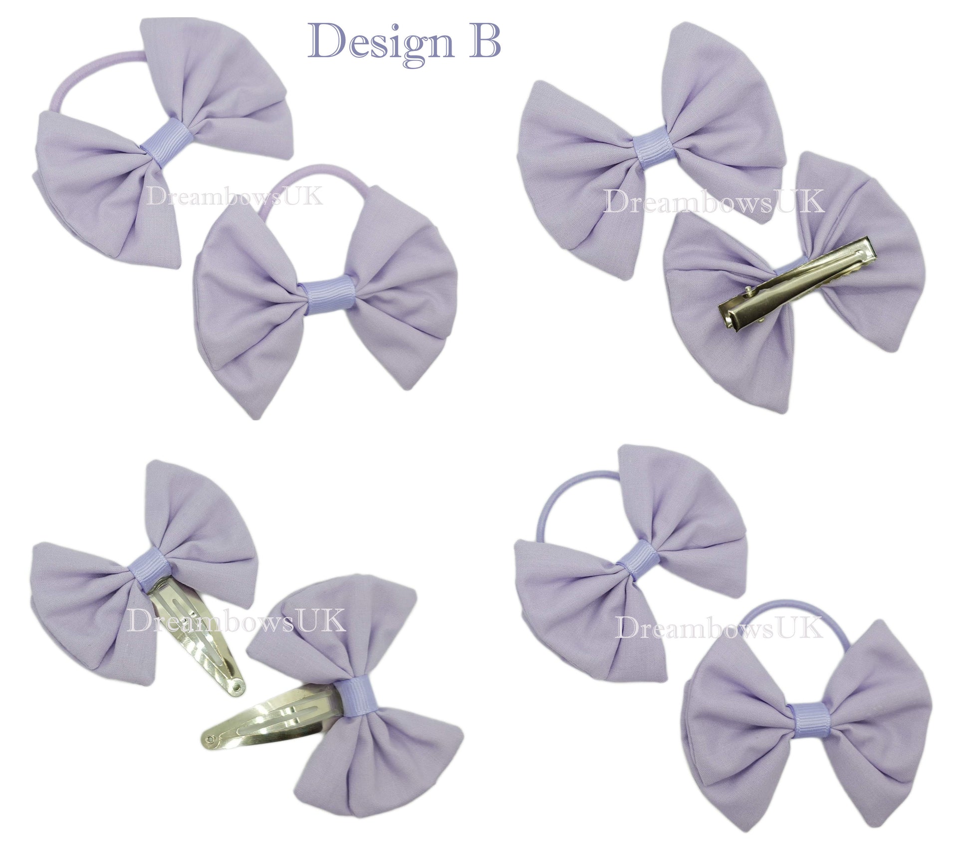 Handmade lilac hair bows for girls on bobbles and hair clips