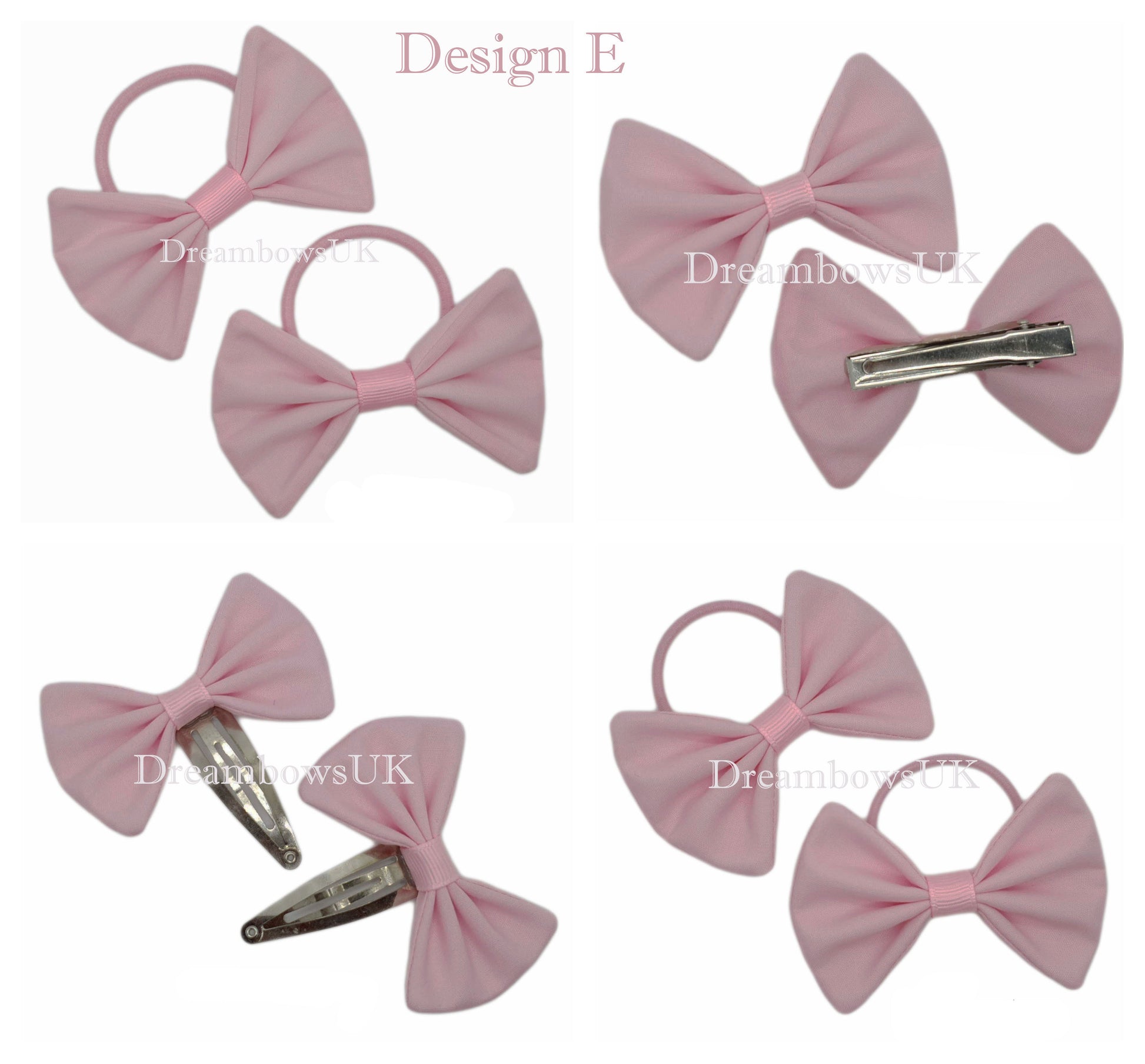 Girls baby pink fabric hair bows, hair accessories on bobbles and hair clips