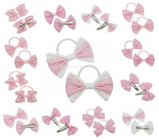 Baby pink gingham hair bows
