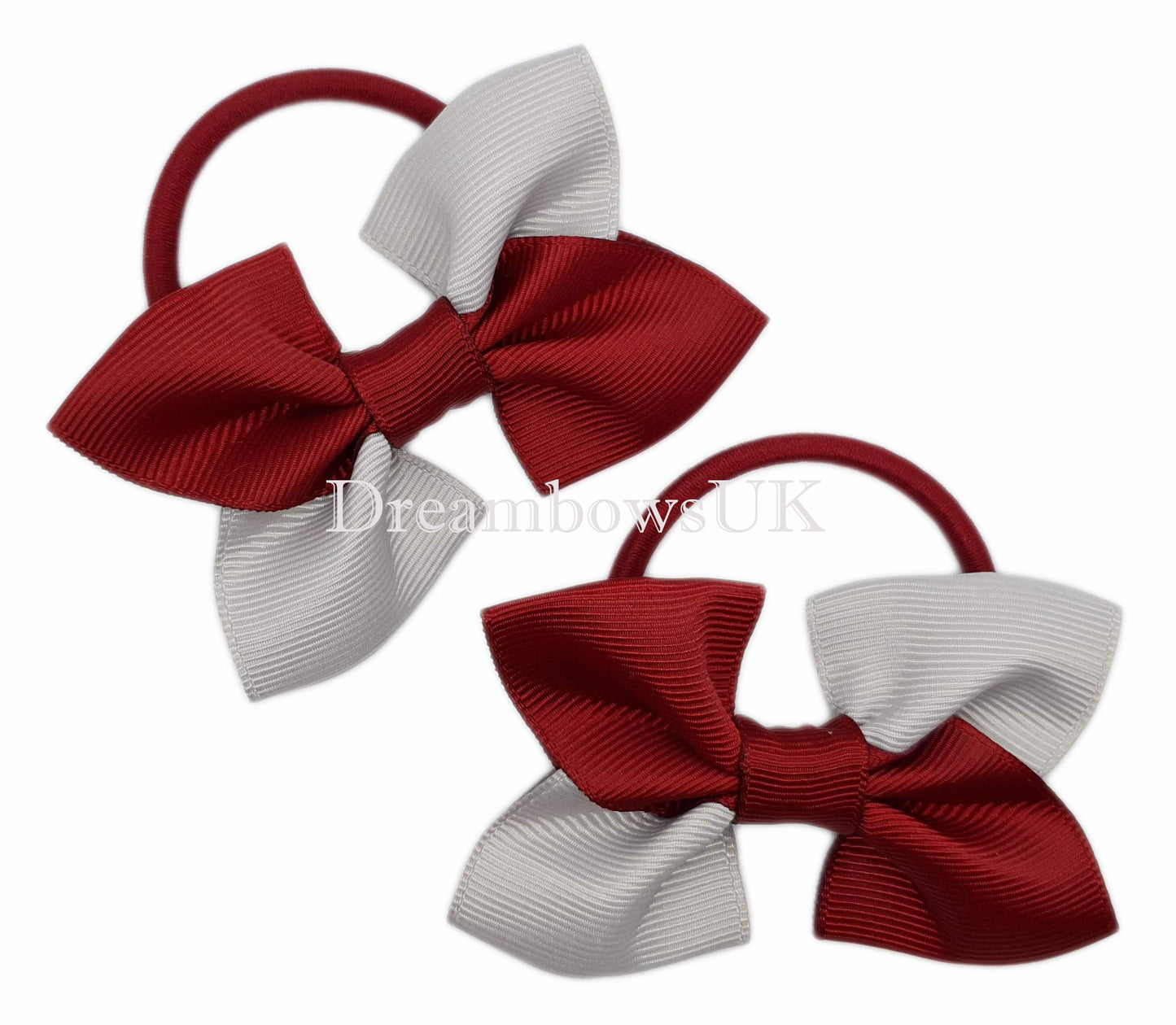 Sophisticated Burgundy and Silver School Hair Bows – Exclusive - Thick Bobbles 