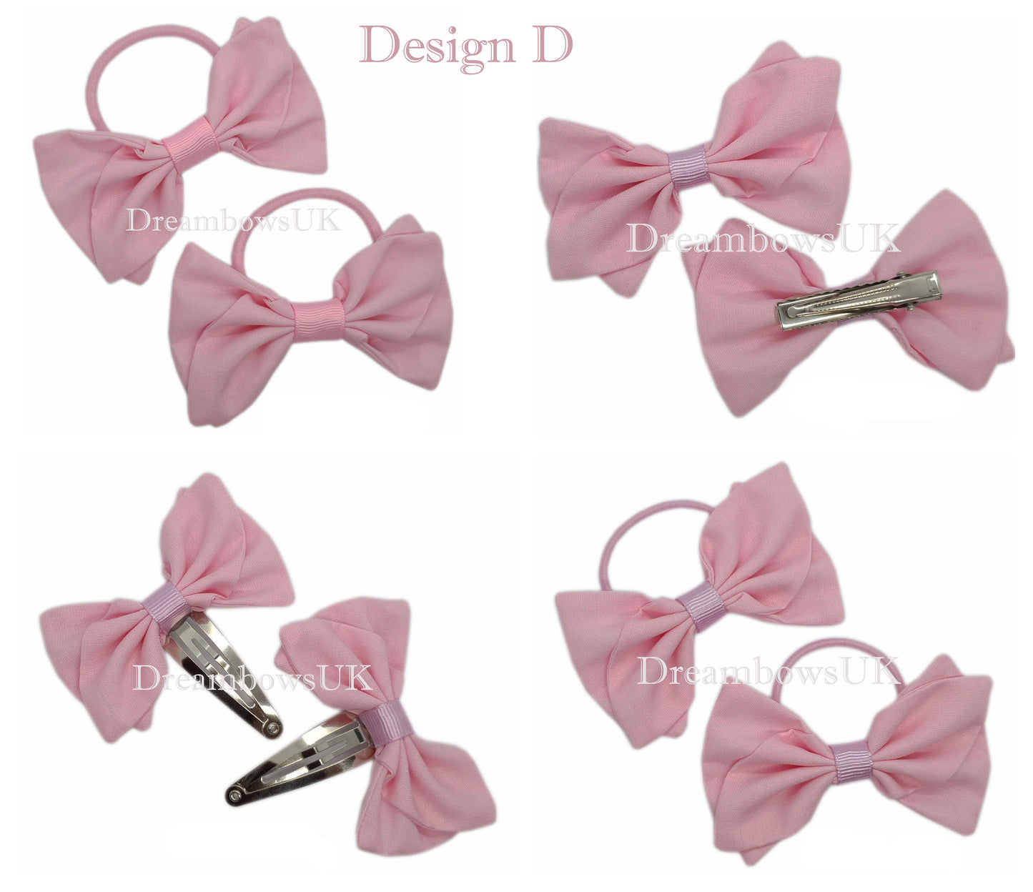 Girls handmade baby pink hair accessories on bobbles and hair clips