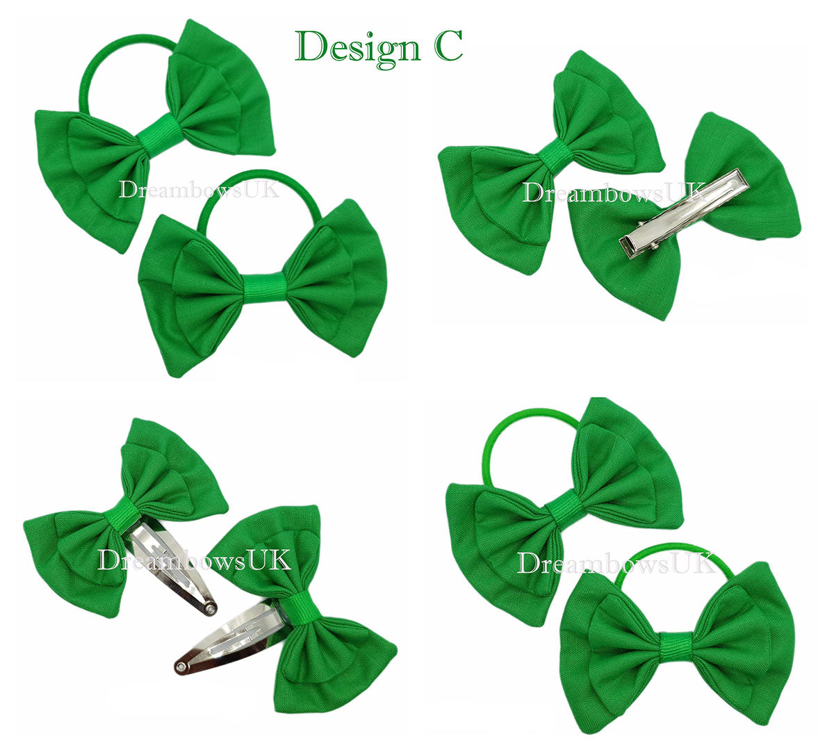 Emerald Green Fabric Hair Bows – Choose from 5 Unique Designs!