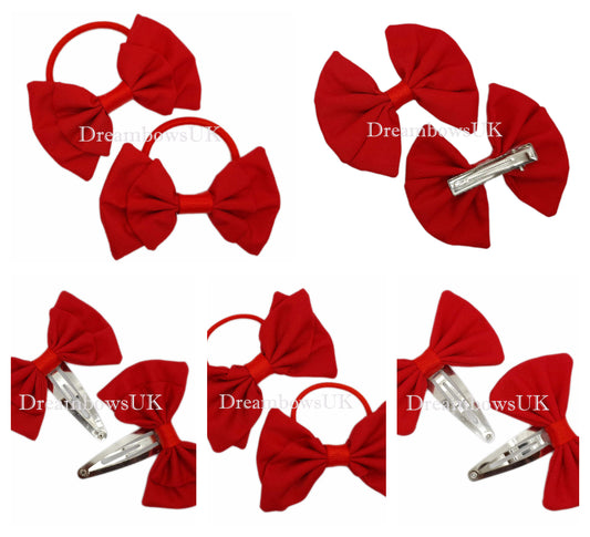 girls red hair bows on bobbles and hair clips