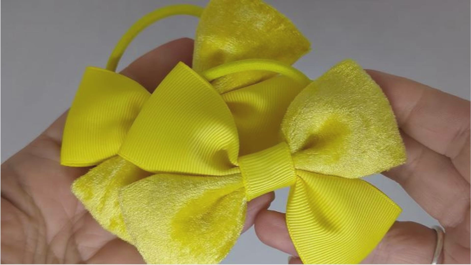 Yellow Velvet Hair Bows on Thick Bobbles | Summer Collection