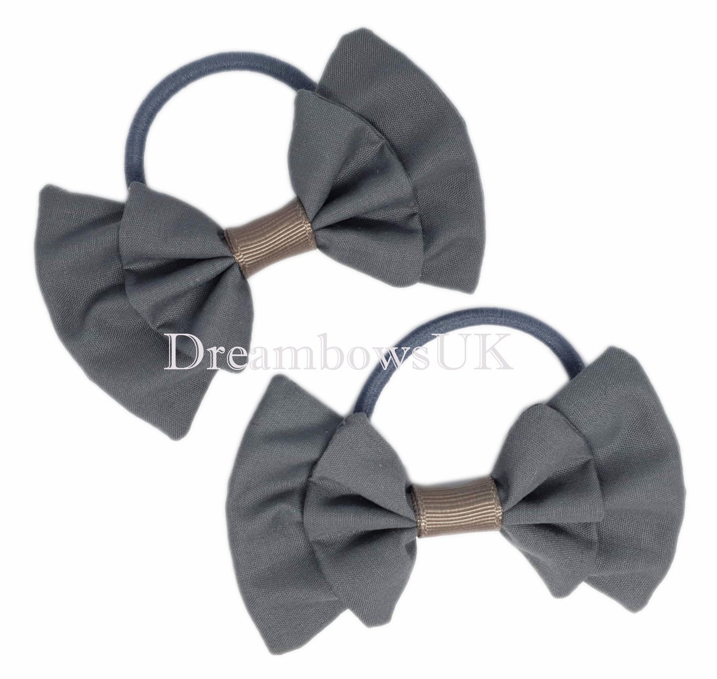 Grey hair bows on thick bobbles