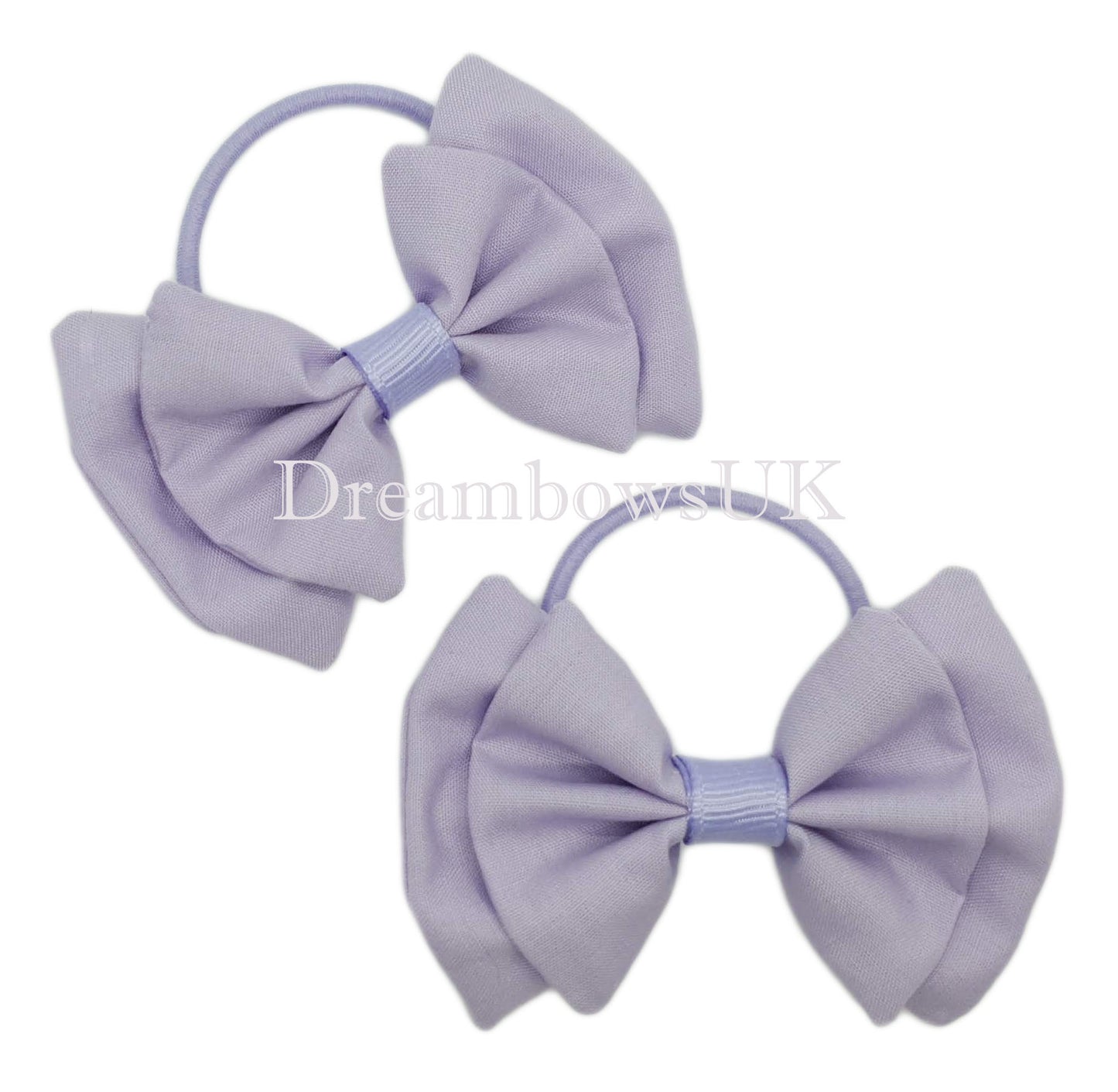 Handmade lilac hair bows on thin bobbles