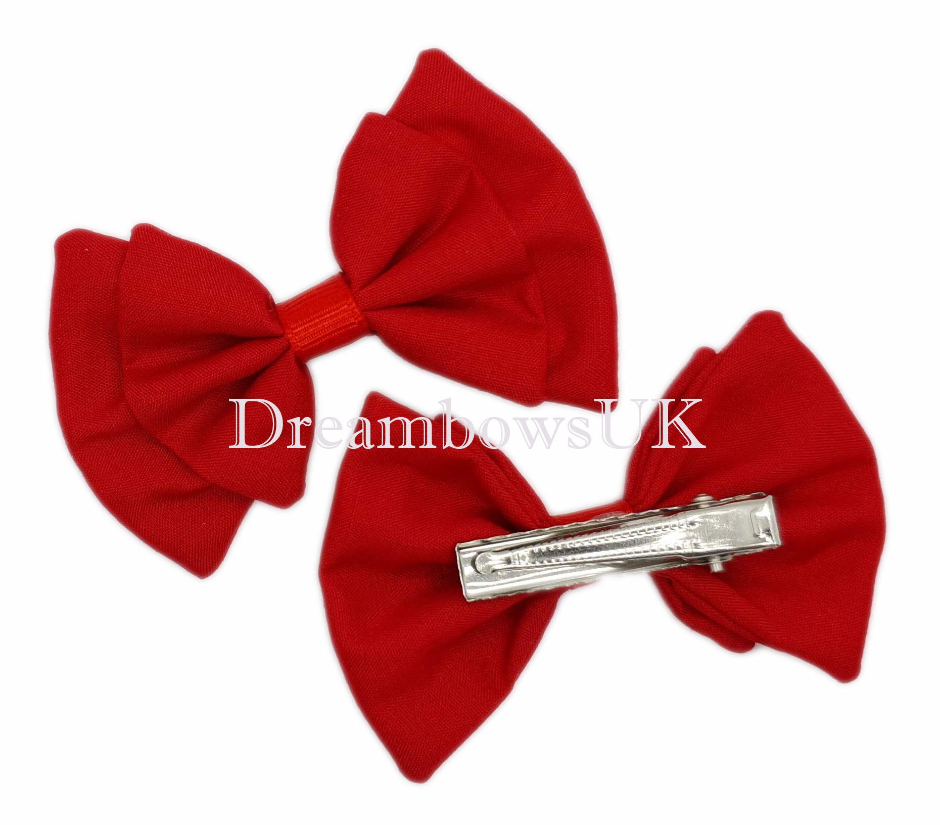 Girls red hair bows on alligator clips