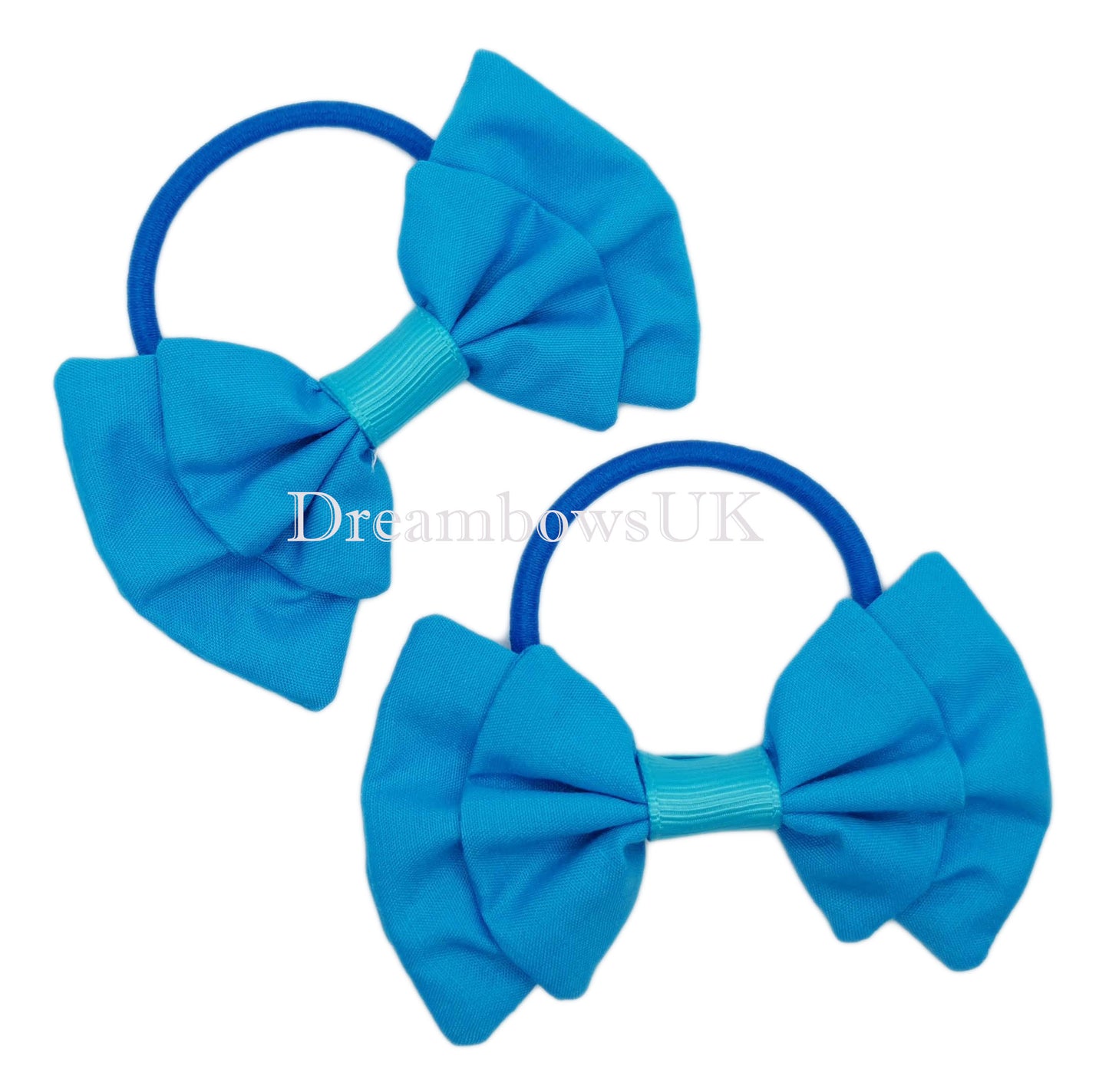Turquoise hair bows on thick bobbles
