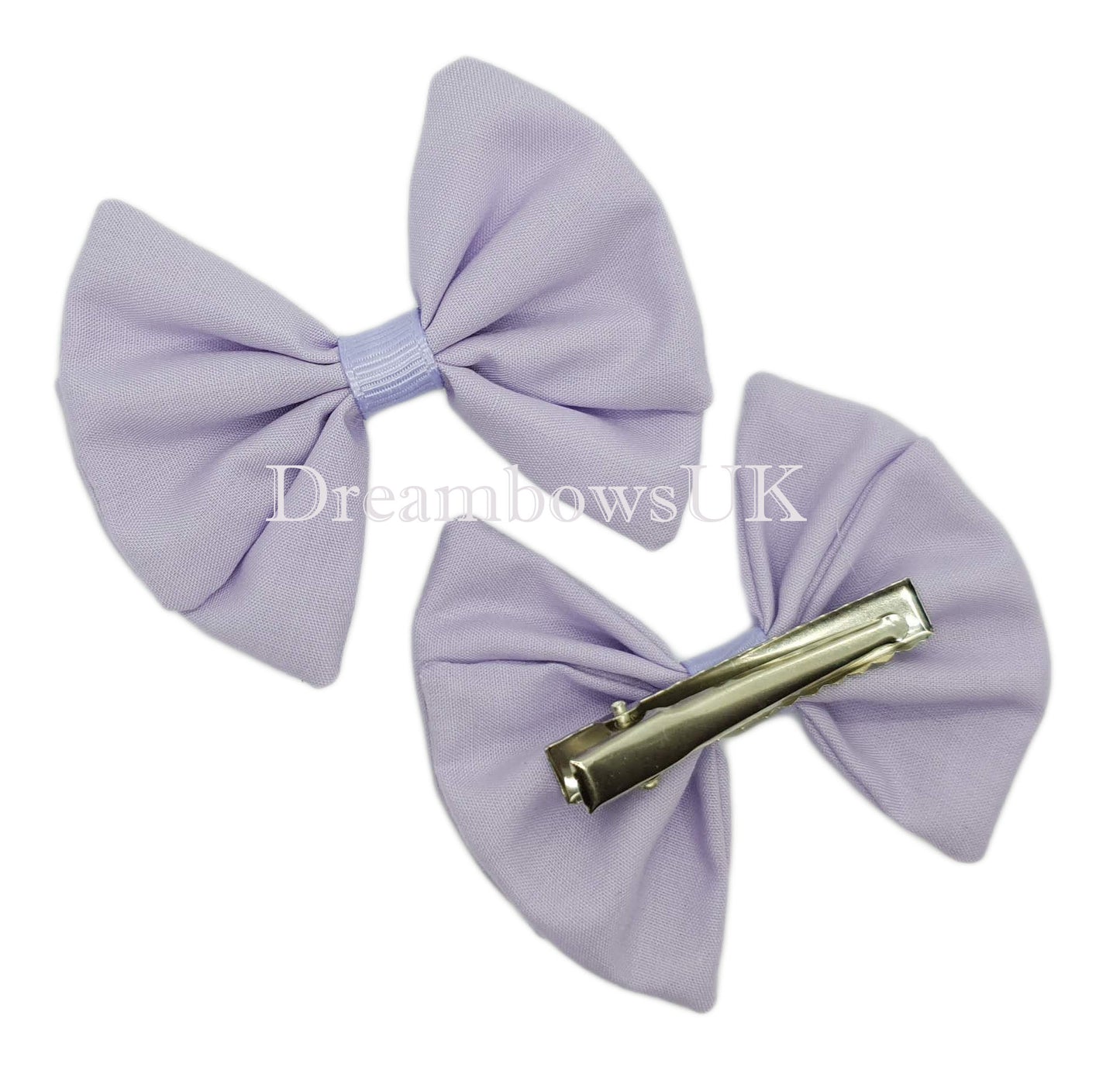 Girls lilac hair bows on crocoi=dile clips