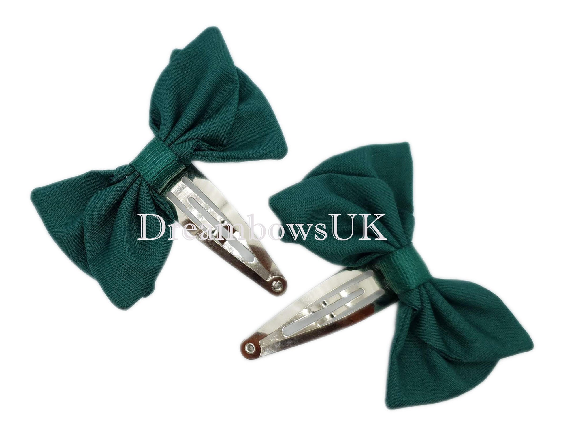 Bottle green school bows on hair clips