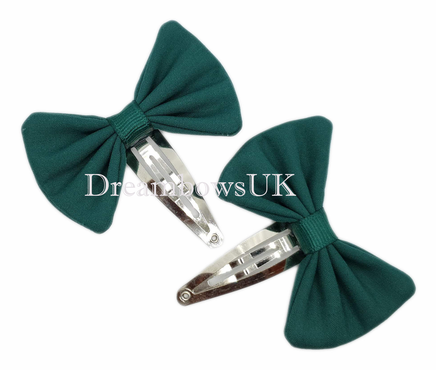 Drak green school bows on snap clips