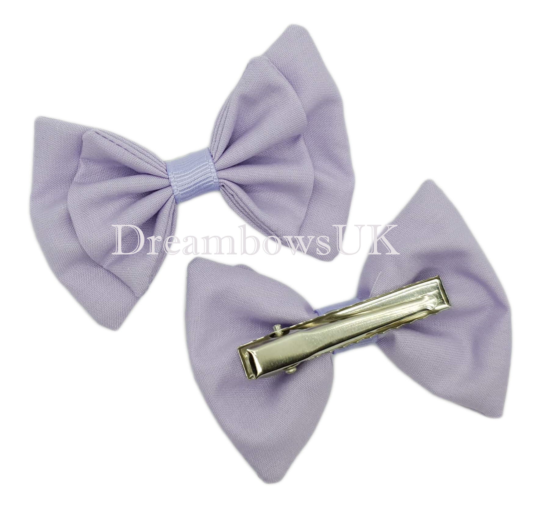 Handmade lilac hair bows on alligator clips