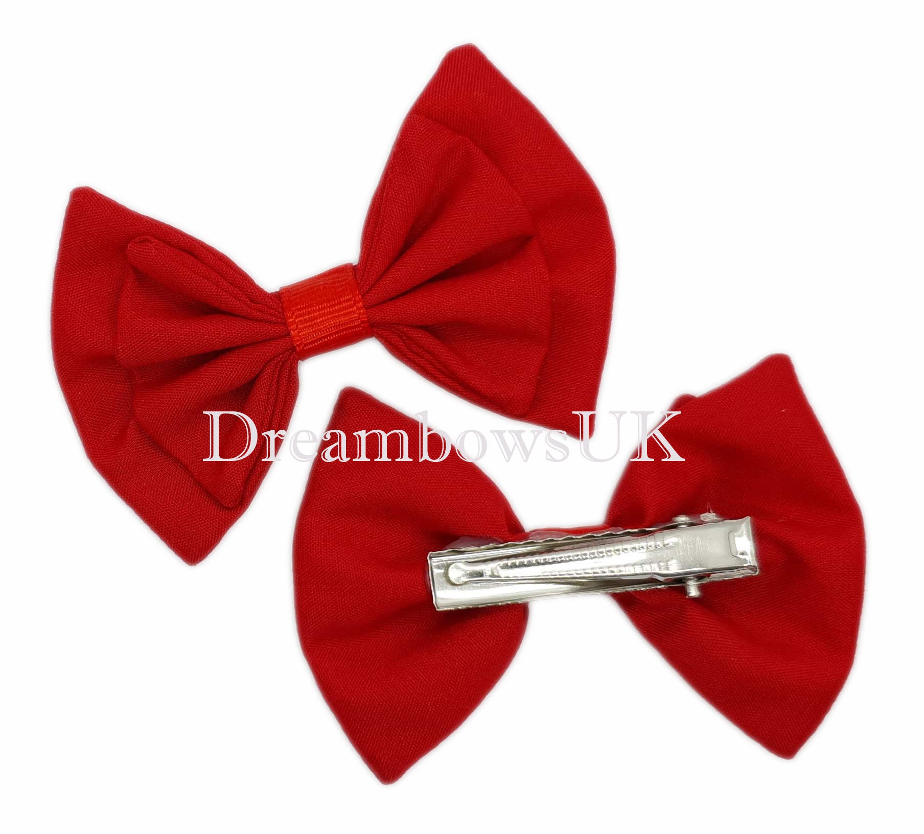 Red hair bows for girls on alligator clips