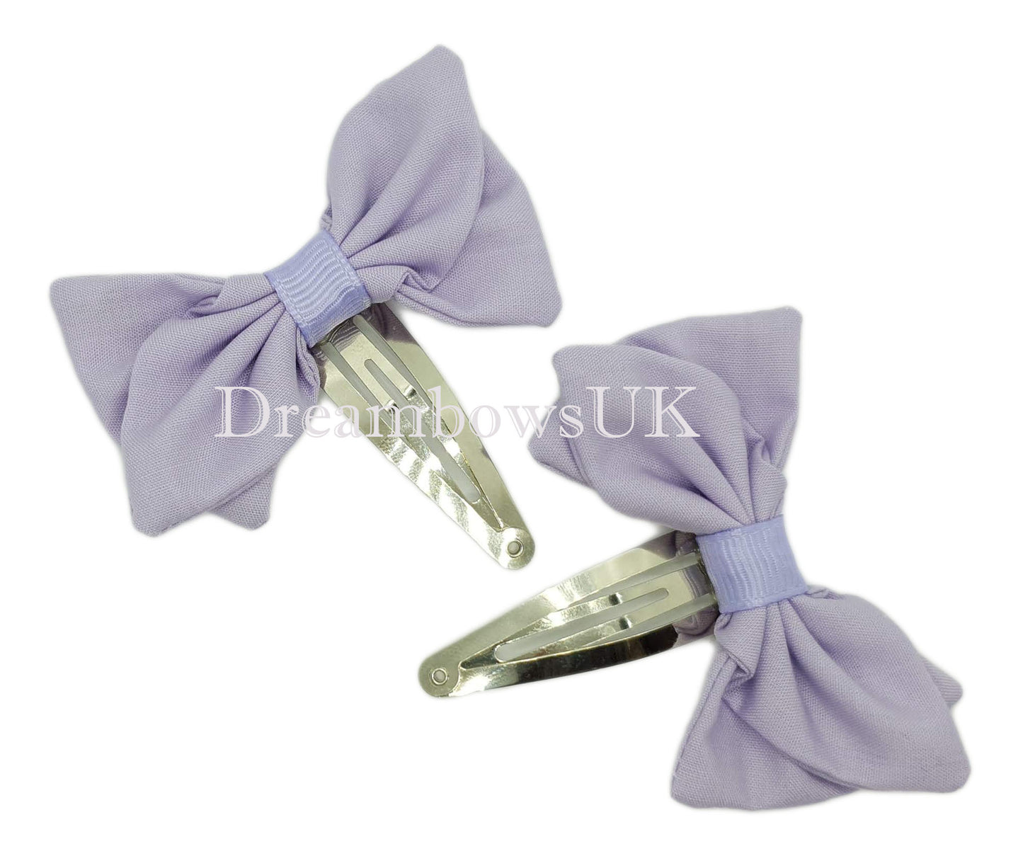 Kids lilac hair bows on snap clips