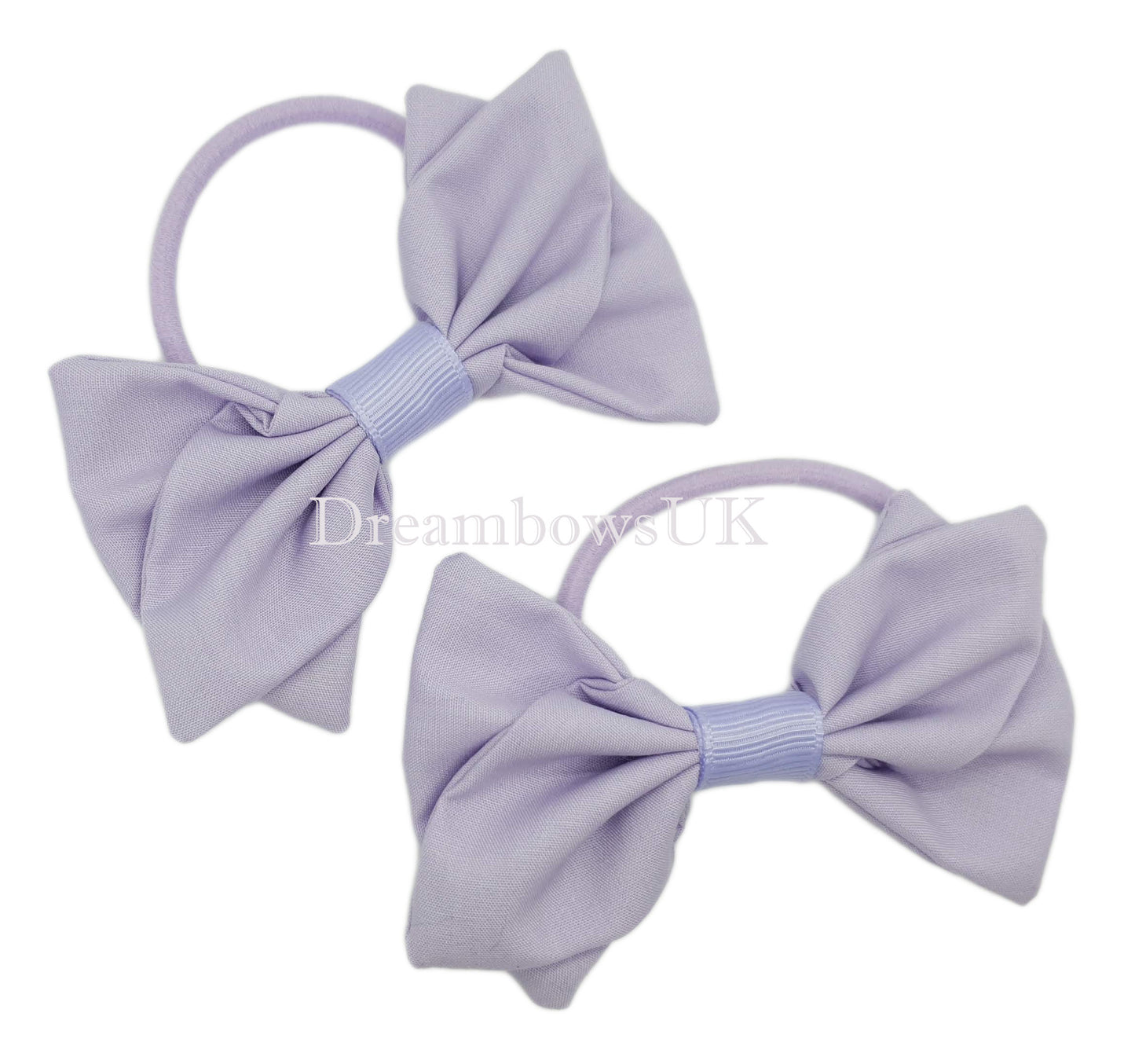 Lilac fabric hair bows for girls on thick hair ties