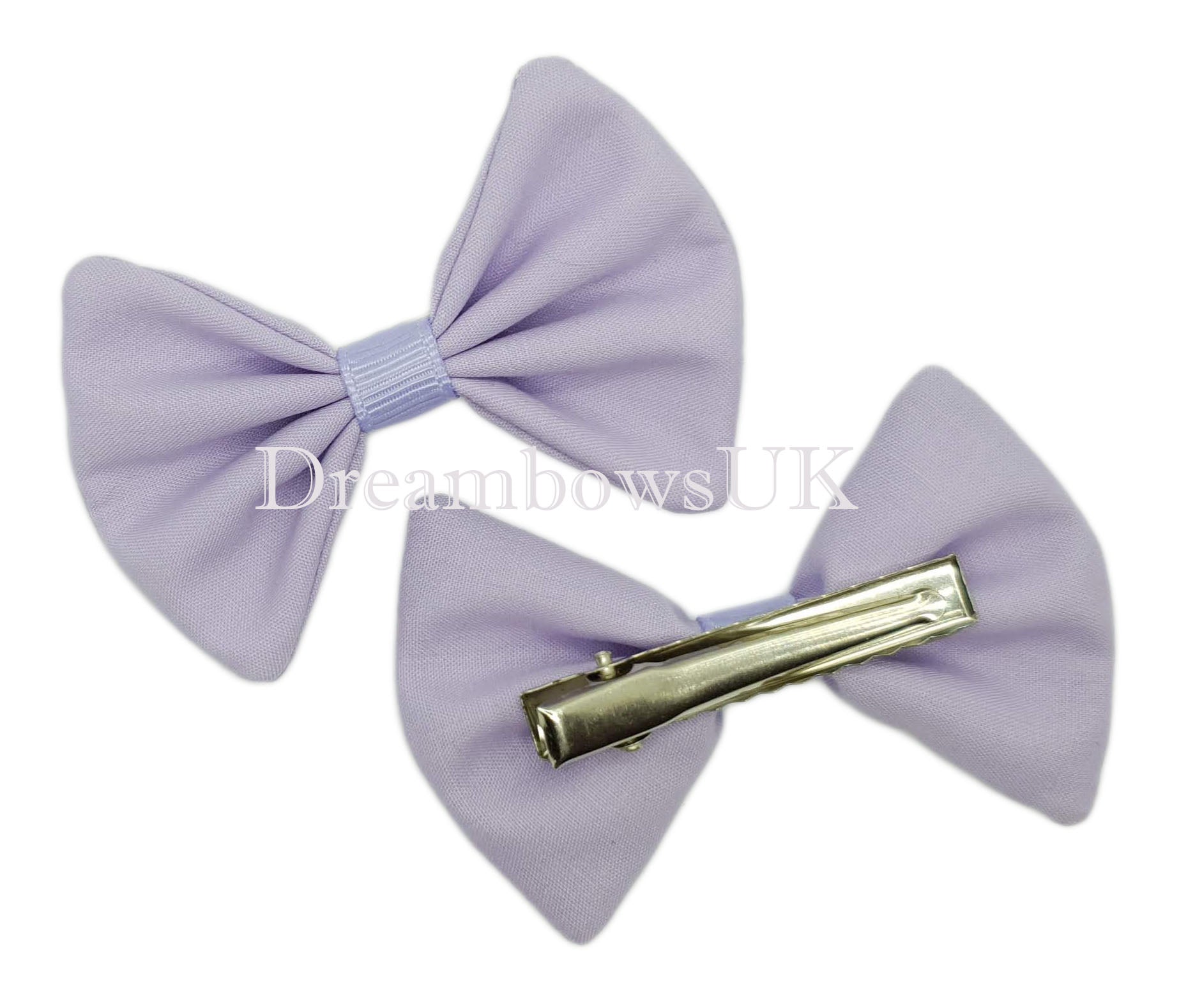 Handmade hair bows for little girls, lilac bows on clips