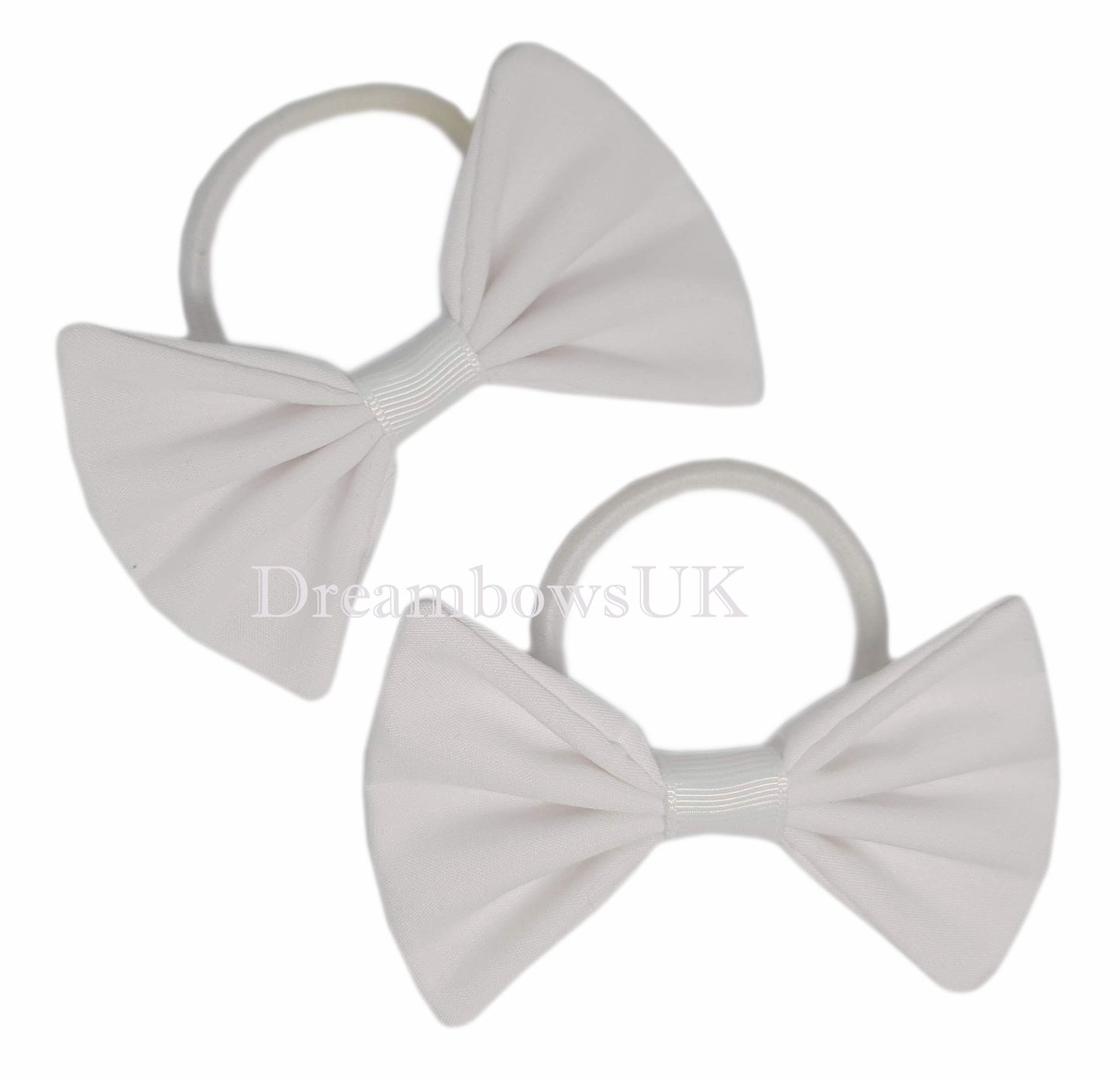 White fabric hair bows on thick bobbles