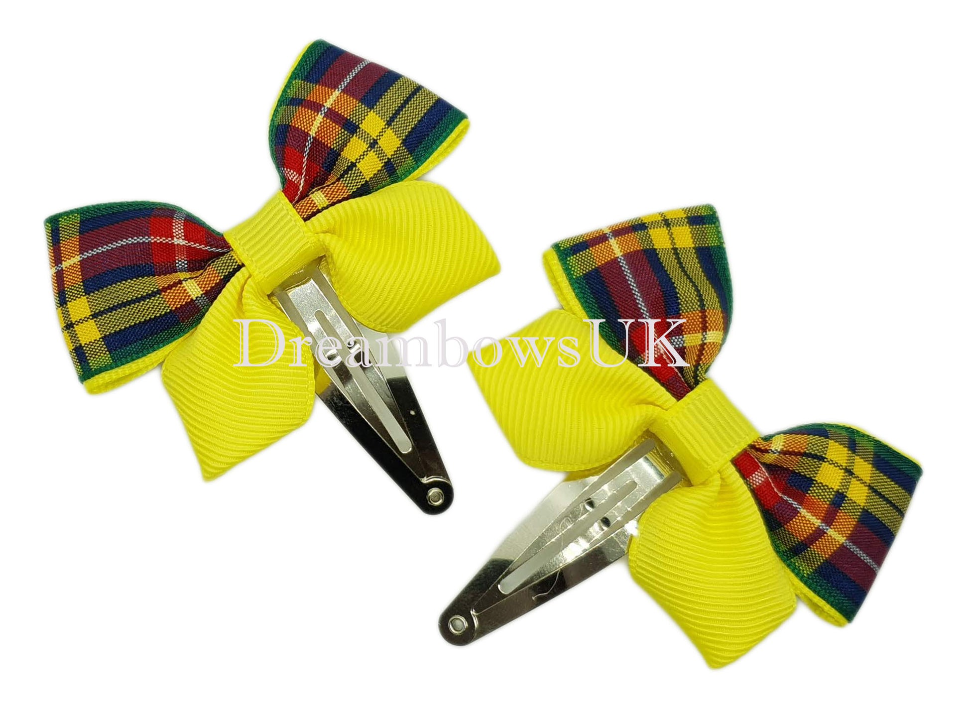 Buchanan tartan hair bows on snap clips