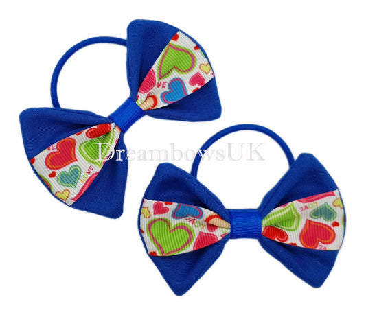 Royal blue hair bows, thin hair accessory bobbles