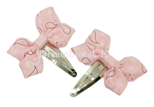 Baby pink hair bows, baby hair clips