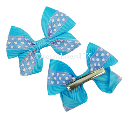 Turquoise hair bows, alligator clips