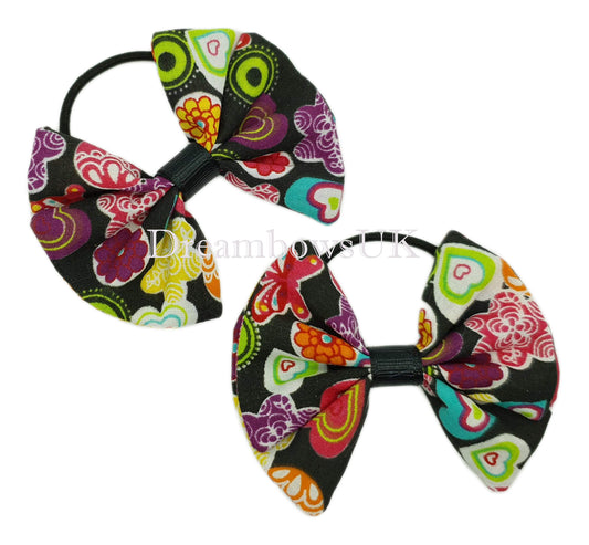 Black hair bows, thin bobbles, girls hair accessories 