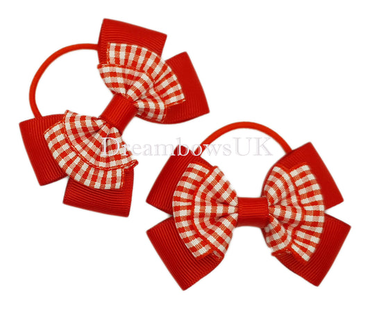 Adorable Red Gingham Hair Bows – Thin Bobbles