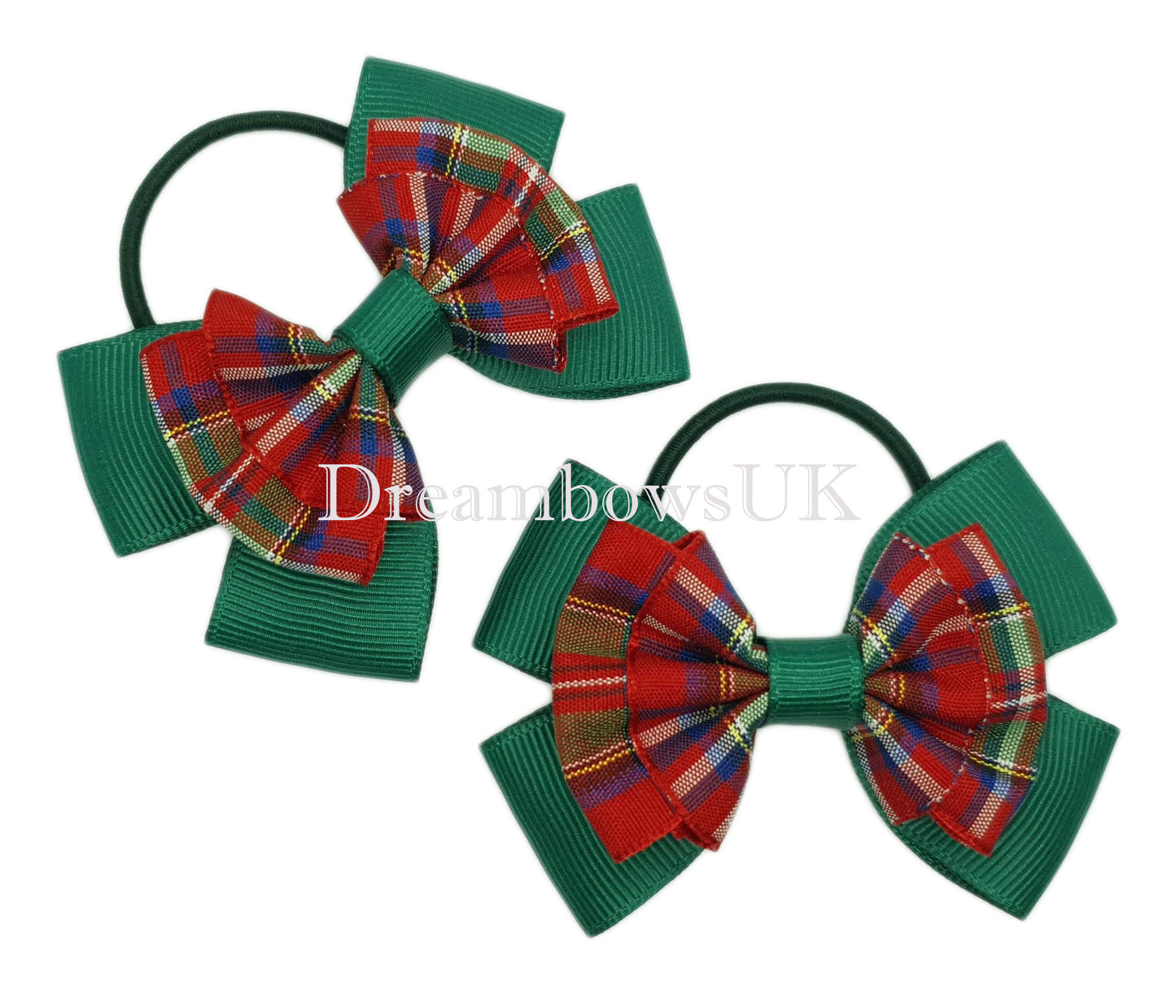 Royal stewart tartan hair bows, thin bobbles