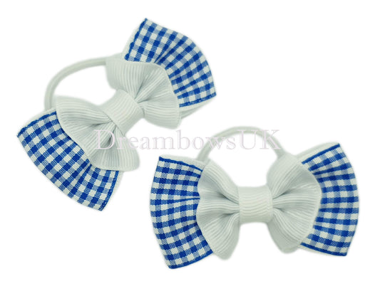 royal blue gingham bows on thin bobbles