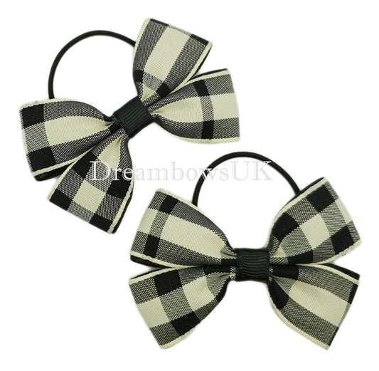 Black checked hair bows, toddler hair bobbles