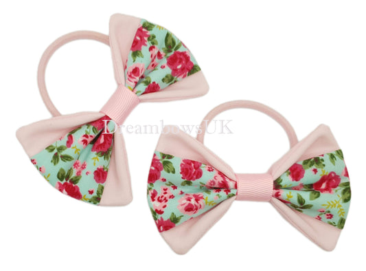 Floral hair bows on thick bobbles