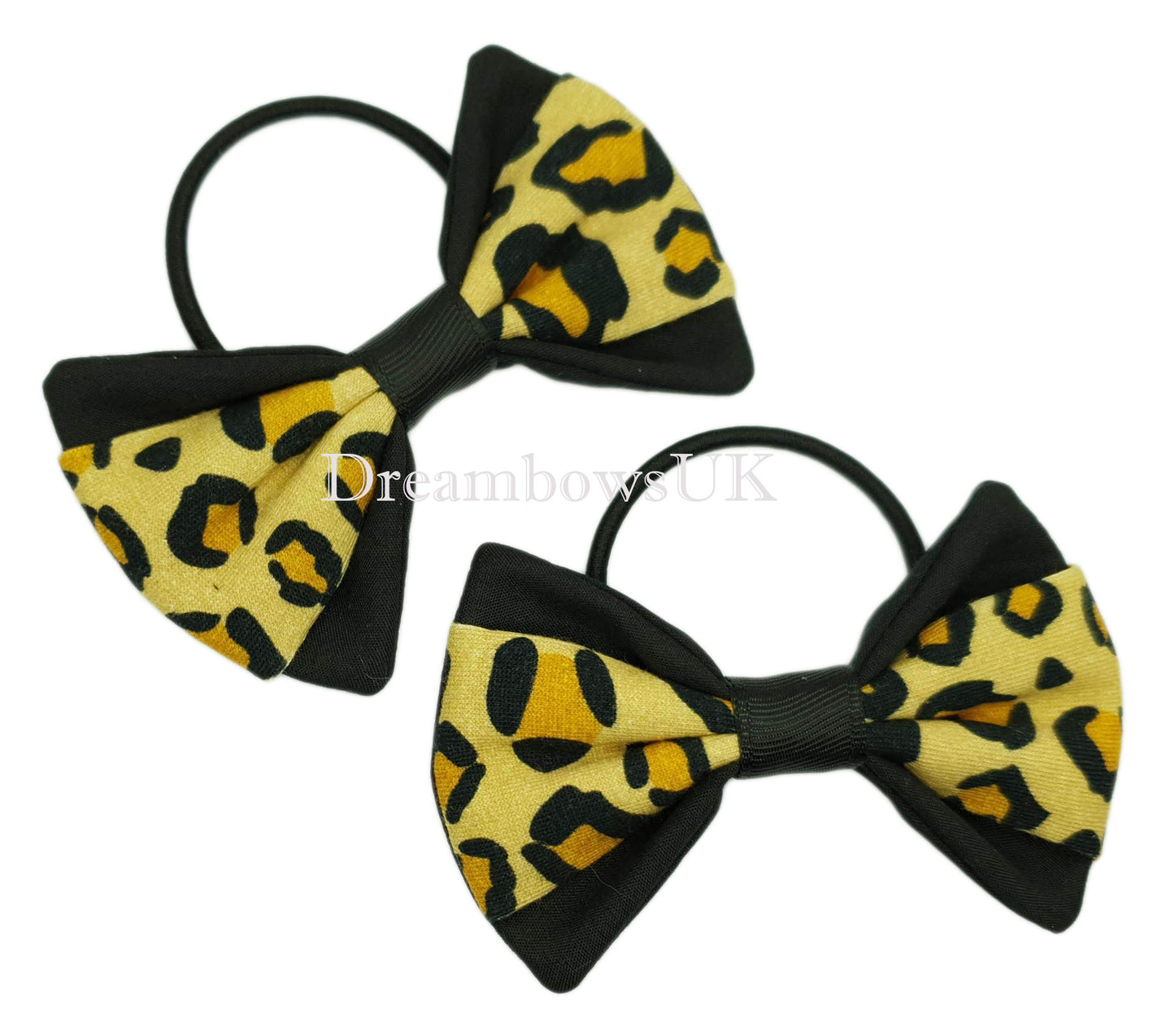 Leopard print hair bows, thick bobbles