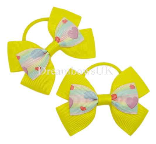 Yellow hair accessories, little girls hair bows