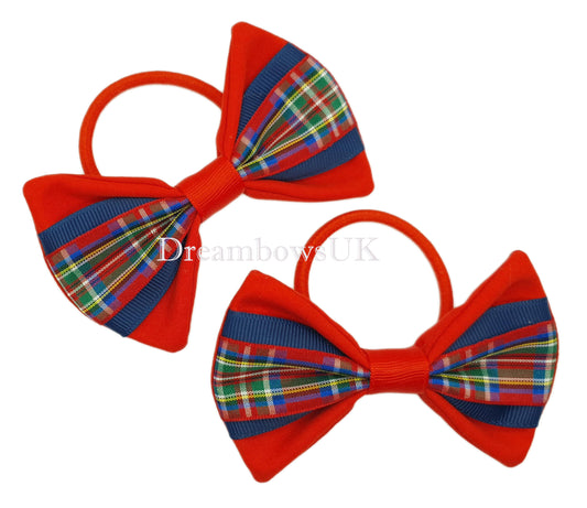 Royal stewart hair bows on thick bobbles