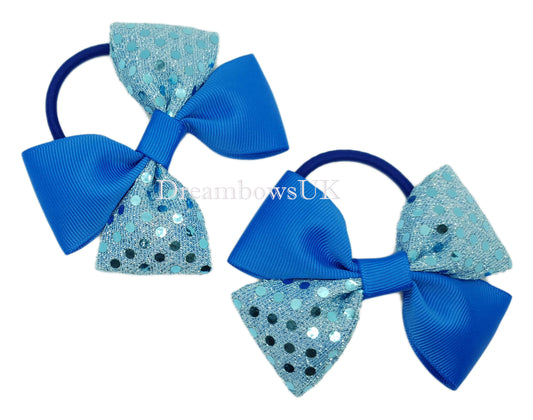 Diamante hair bows on thick bobbles