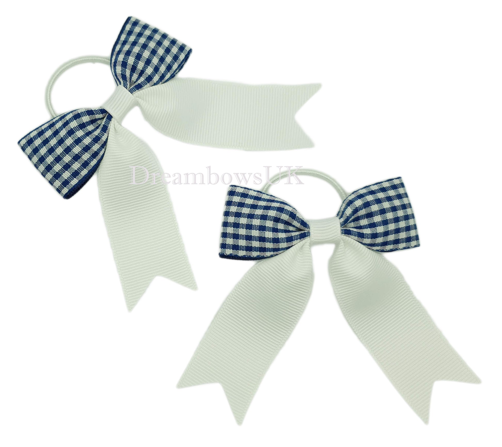 Navy blue gingham hair bows