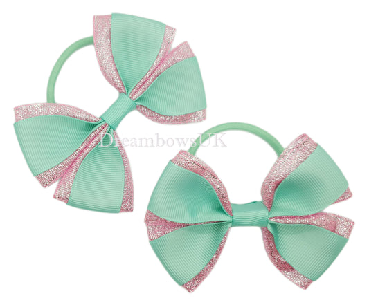 pastel green and pink hair bows 