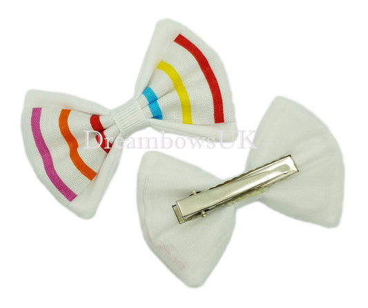 Striped hair bows on alligator clips