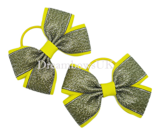 Black and yellow glitter hair bows