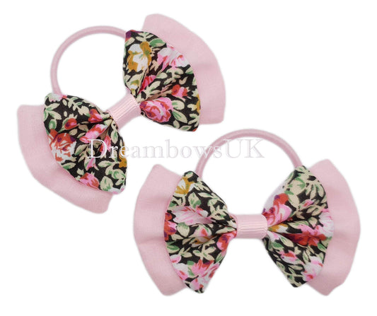 Floral fabric hair bows, handmade hair bows, DreambowsUK