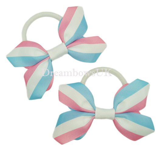 Striped hair bows, snag free bobbles