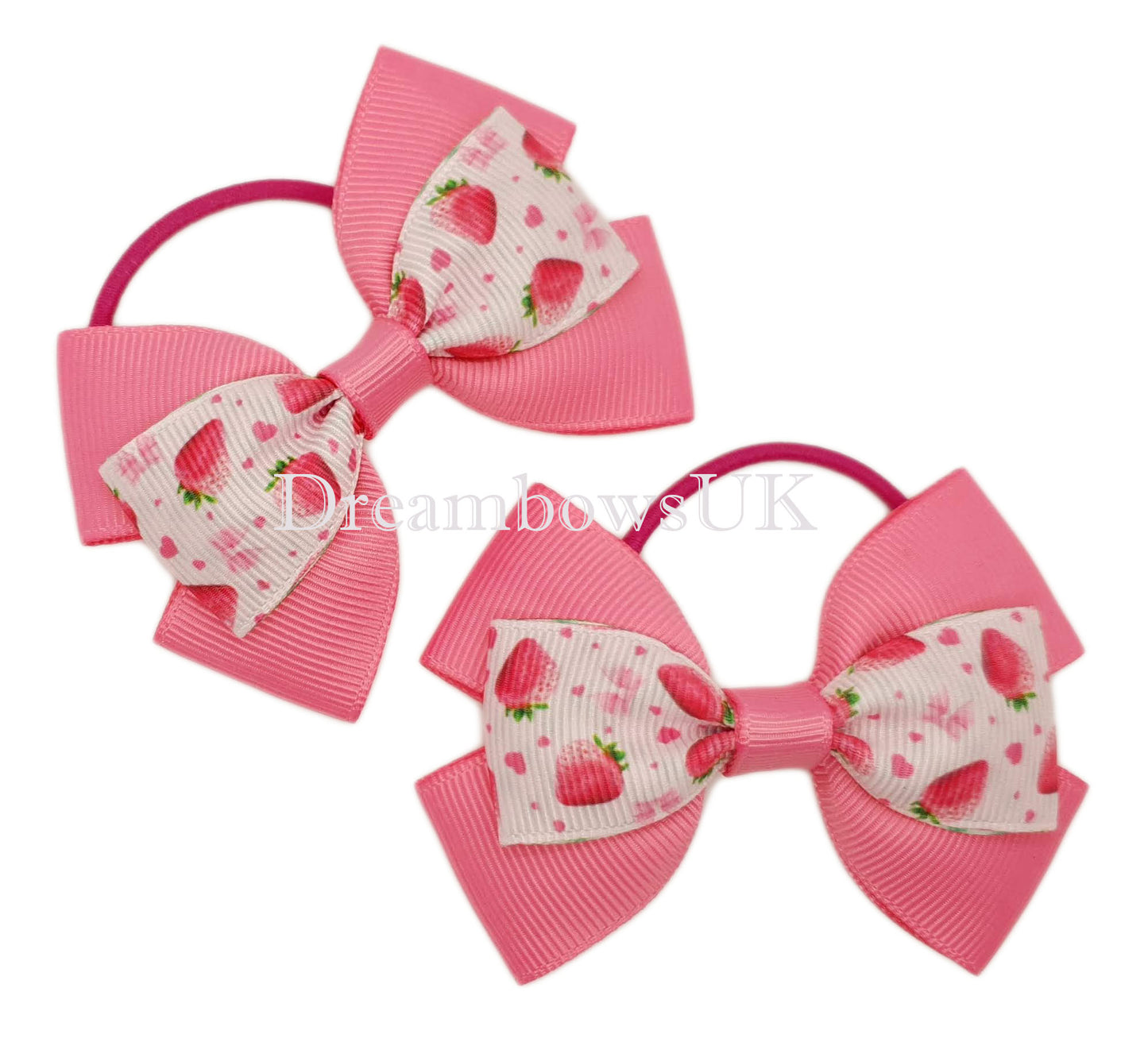 Pink hair bows, thin hair elastics