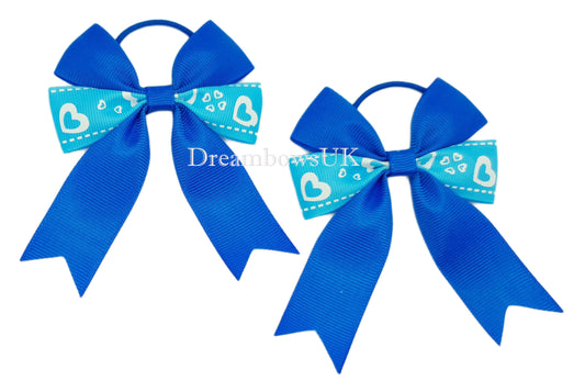 Blue hair bows, thin hair bobbles