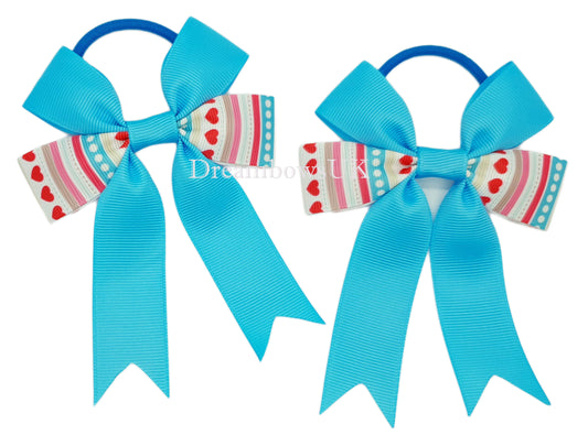 Turquoise hair bows, thick hair bobbles