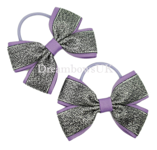 Black and purple hair bows, thin hair ties