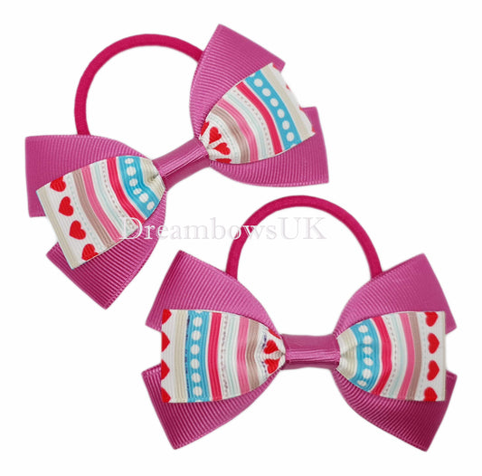 Cerise Pink Grosgrain Ribbon Hair Bows | Thick Bobbles