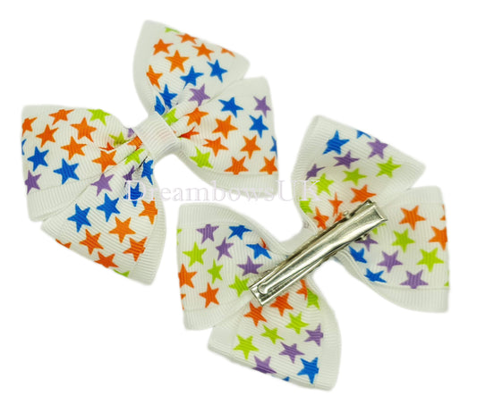 Colourful stars design hair bows on alligator clips