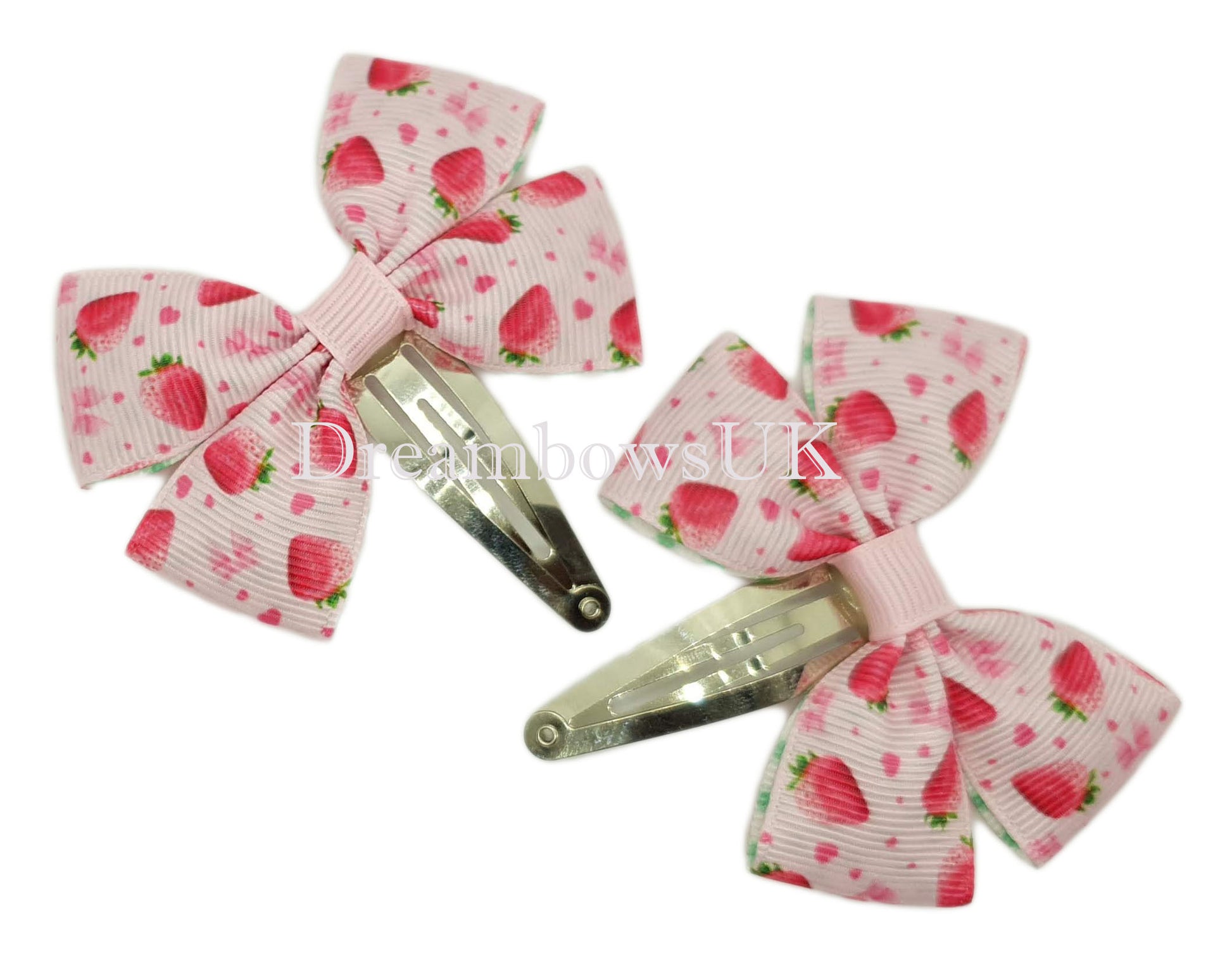 Baby pink hair bows, snap clips