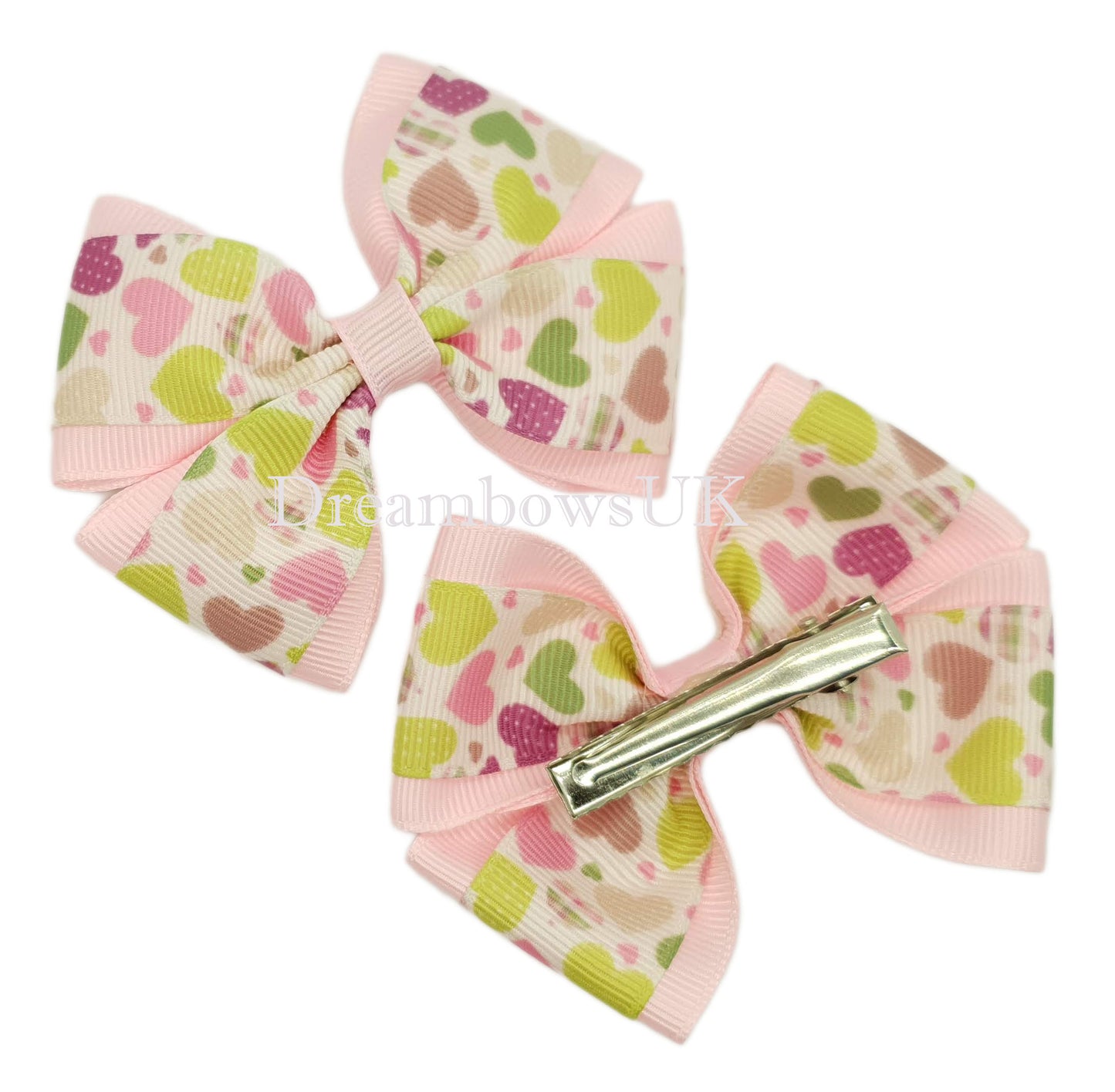 Hearts design hair bows, alligator clips