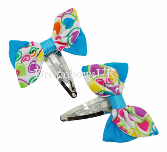 Heart design hair bows, snap clips